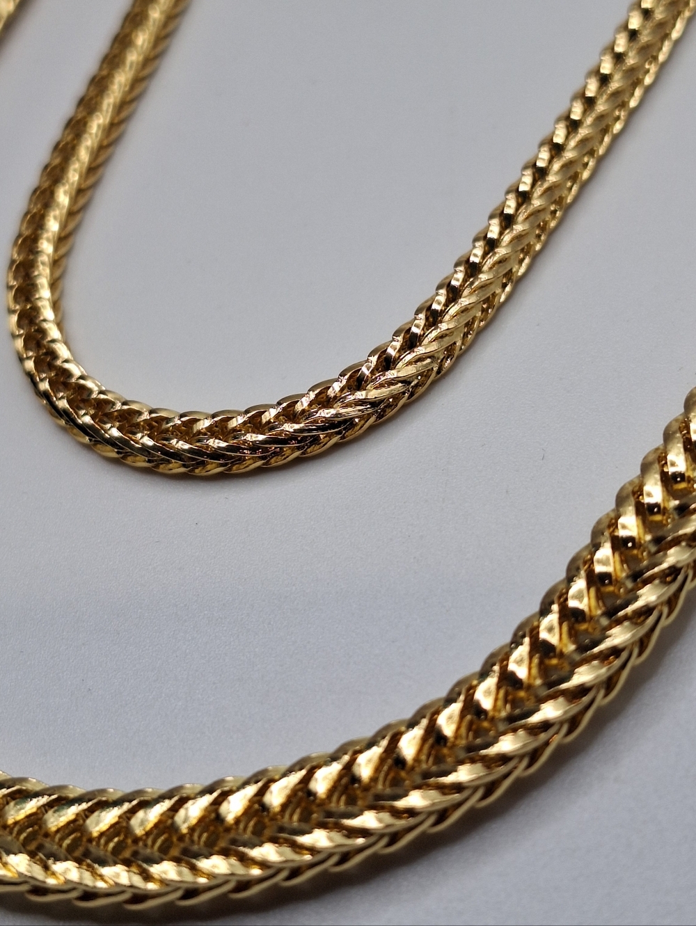 Gold Layered Chain Necklace Herringbone Chain Double Layer Chunky Gold Necklace - Picture 2 of 8